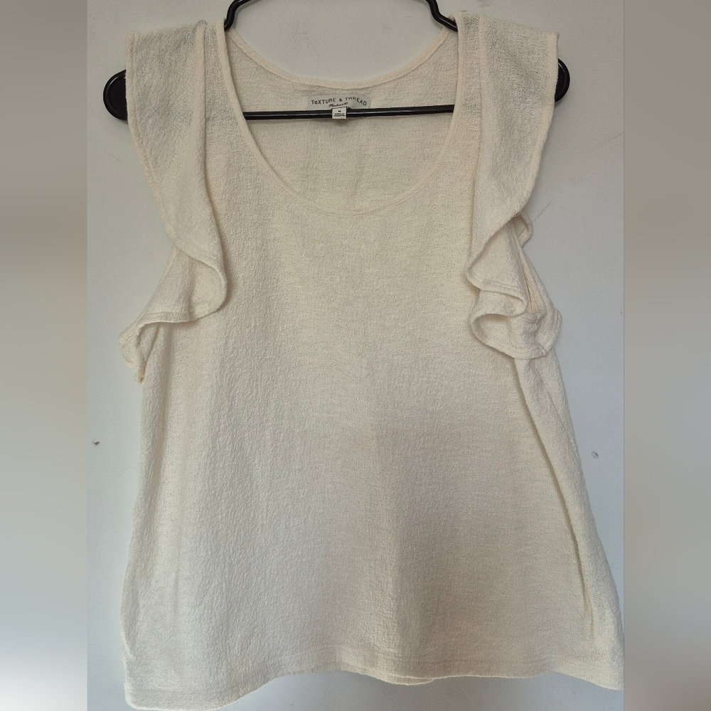 Madewell Cream Ruffle Tank Top